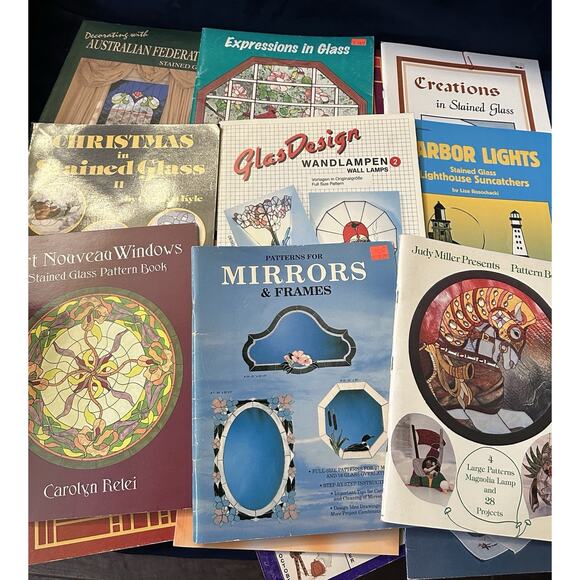 Stained Glass Pattern Design Book Lot Of 100 Plus PB Books VTG - Picture 7 of 13